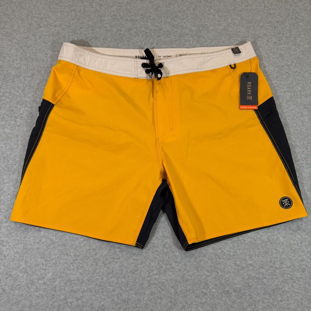 Roark Men's Boatman Board Shorts 17" Size 38 Cordura Gold/Navy RB399 NWT